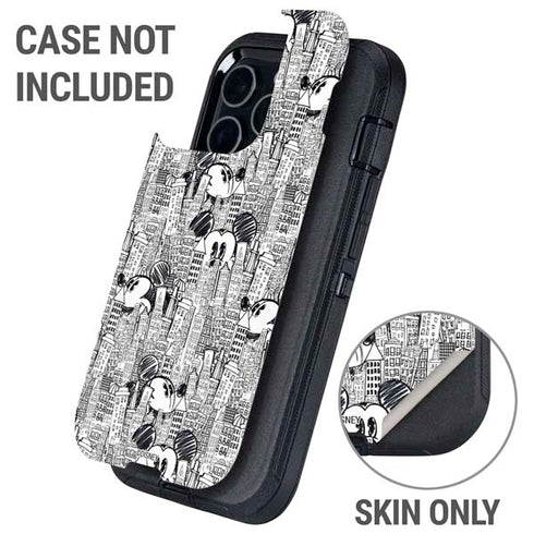 Disney Mickey Mouse Cityscape Sketch Otterbox Defender iPhone Skin