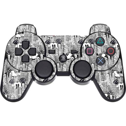 Disney Mickey Mouse Cityscape Sketch PS3 Dual Shock wireless controller Skin