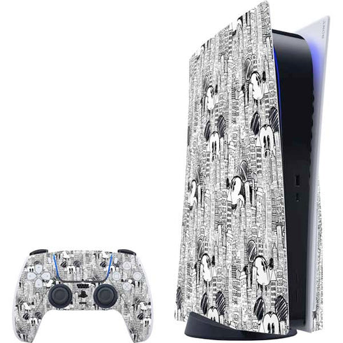 Disney Mickey Mouse Cityscape Sketch PlayStation PS5 Skins