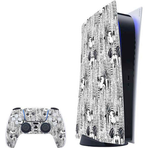 Disney Mickey Mouse Cityscape Sketch PlayStation PS5 Skins
