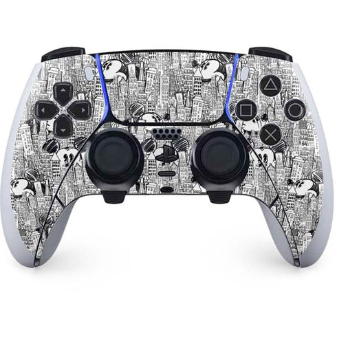 Disney Mickey Mouse Cityscape Sketch PS5 DualSense Edge Pro Controller Skin