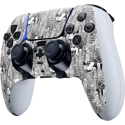 Disney Mickey Mouse Cityscape Sketch PS5 DualSense Edge Pro Controller Skin