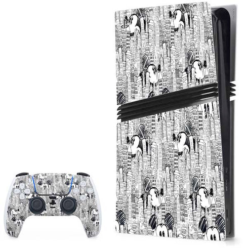 Disney Mickey Mouse Cityscape Sketch PlayStation PS5 Skins