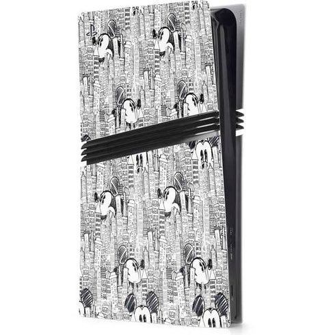 Disney Mickey Mouse Cityscape Sketch PS5 Pro Console Skin