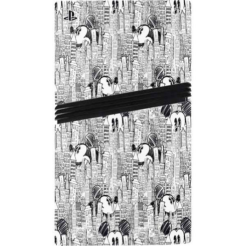 Disney Mickey Mouse Cityscape Sketch PS5 Pro Console Skin
