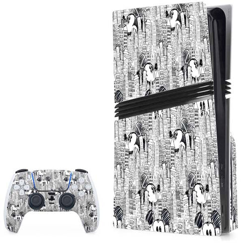Disney Mickey Mouse Cityscape Sketch PlayStation PS5 Skins