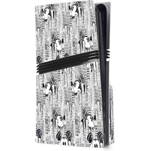 Disney Mickey Mouse Cityscape Sketch PS5 Pro Disk Console Skin