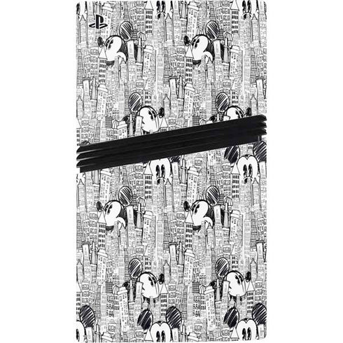 Disney Mickey Mouse Cityscape Sketch PS5 Pro Disk Console Skin