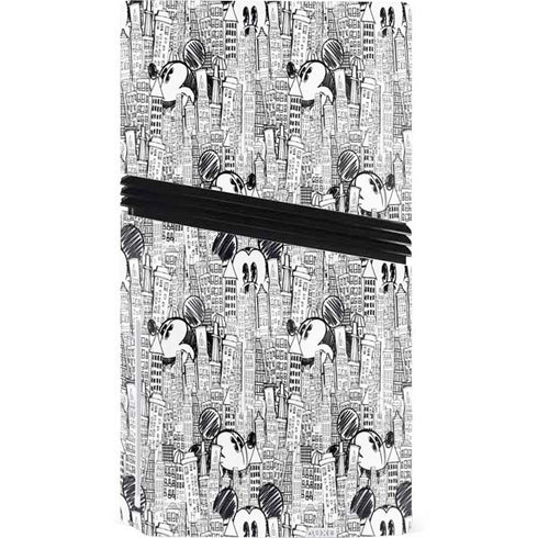 Disney Mickey Mouse Cityscape Sketch PS5 Pro Disk Console Skin