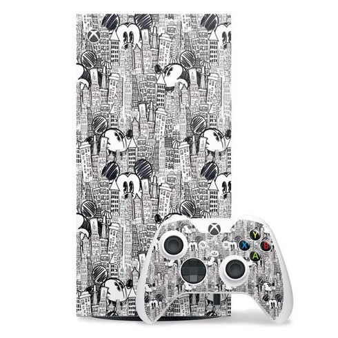 Disney Mickey Mouse Cityscape Sketch Xbox Series X Skins