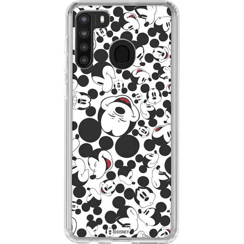 Disney Mickey Mouse Face Pattern Galaxy A21 Clear Case