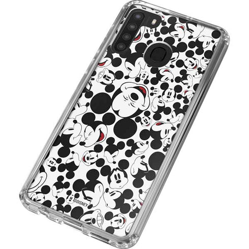 Disney Mickey Mouse Face Pattern Galaxy A21 Clear Case