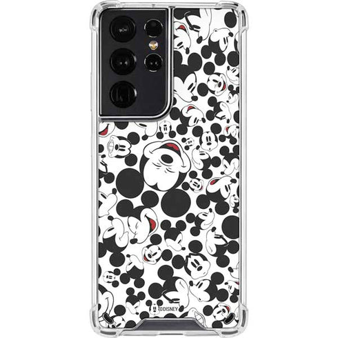 Disney Mickey Mouse Face Pattern Galaxy S21 Ultra 5G Clear Case