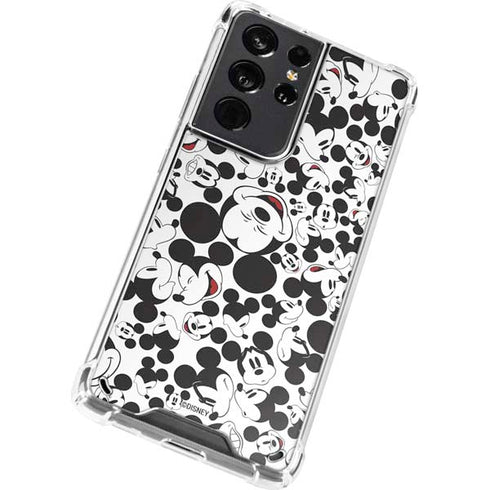 Disney Mickey Mouse Face Pattern Galaxy S21 Ultra 5G Clear Case