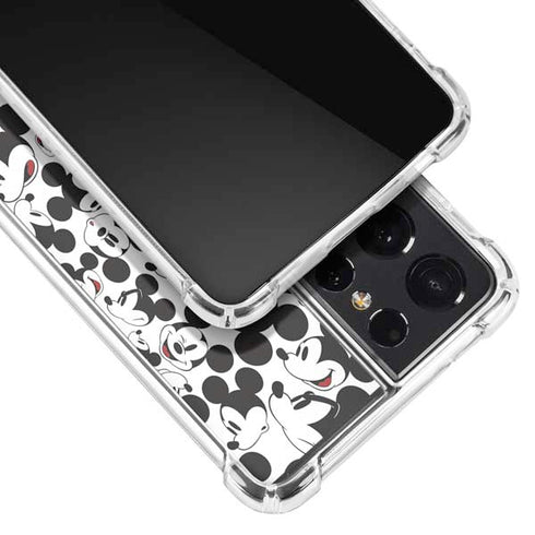 Disney Mickey Mouse Face Pattern Galaxy S21 Ultra 5G Clear Case