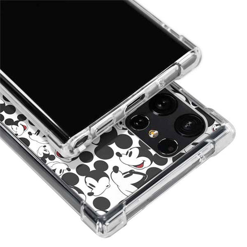 Disney Mickey Mouse Face Pattern Galaxy S22 Ultra Clear Case