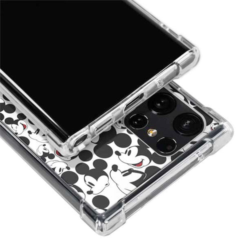 Disney Mickey Mouse Face Pattern Galaxy S23 Ultra Clear Case