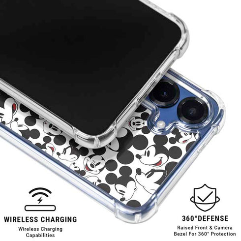 Disney Mickey Mouse Face Pattern Galaxy S25 Plus Clear Case