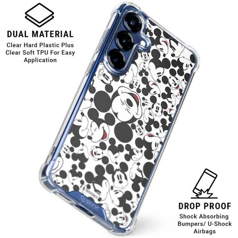 Disney Mickey Mouse Face Pattern Galaxy S25 Plus Clear Case