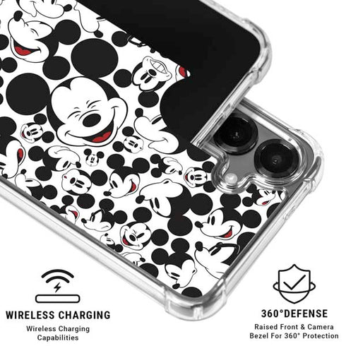 Disney Mickey Mouse Face Pattern Galaxy S26 Plus Clear Case