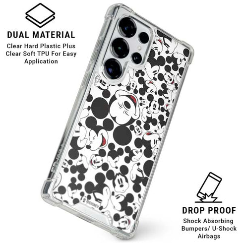 Disney Mickey Mouse Face Pattern Galaxy S26 Ultra Clear Case