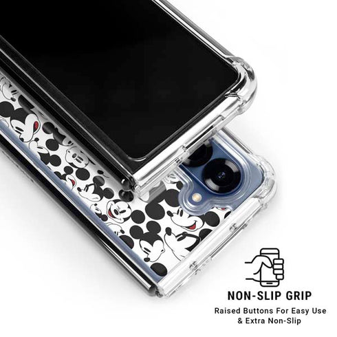 Disney Mickey Mouse Face Pattern Galaxy Z Fold7 Clear Case
