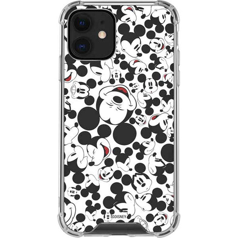 Disney Mickey Mouse Face Pattern iPhone 12 Clear Case