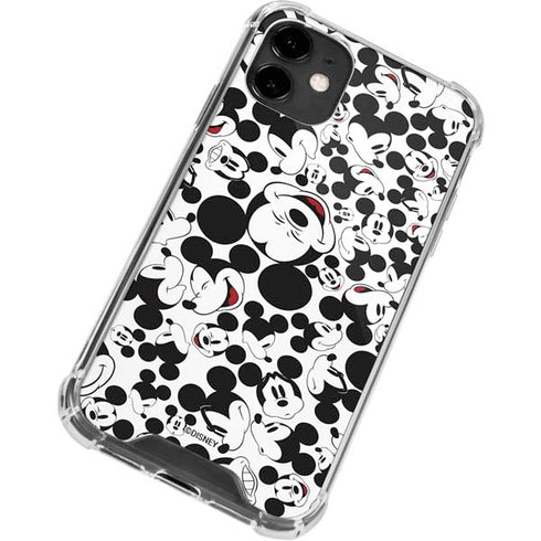 Disney Mickey Mouse Face Pattern iPhone 12 Clear Case