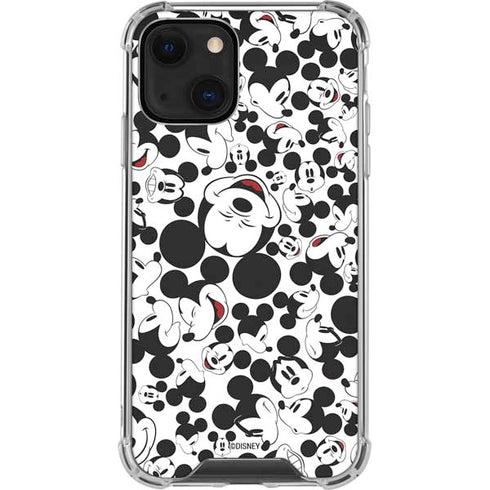 Disney Mickey Mouse Face Pattern iPhone 13 Clear Case