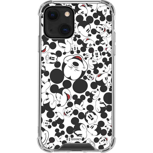 Disney Mickey Mouse Face Pattern iPhone 13 Mini Clear Case