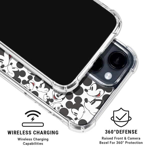 Disney Mickey Mouse Face Pattern iPhone 14 Clear Case