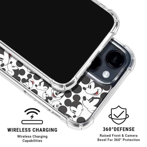 Disney Mickey Mouse Face Pattern iPhone 14 Plus Clear Case