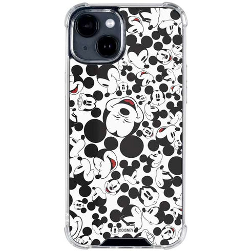 Disney Mickey Mouse Face Pattern iPhone 15 Clear Case