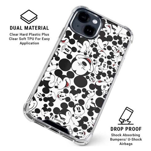 Disney Mickey Mouse Face Pattern iPhone 15 Clear Case