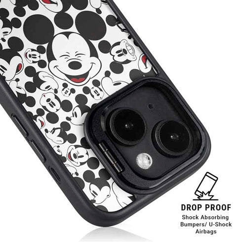 Disney Mickey Mouse Face Pattern iPhone 15 Kickstand Case