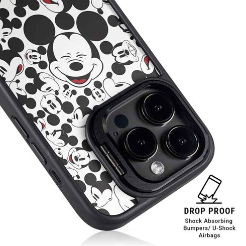 Disney Mickey Mouse Face Pattern iPhone 15 Pro Max Kickstand Case