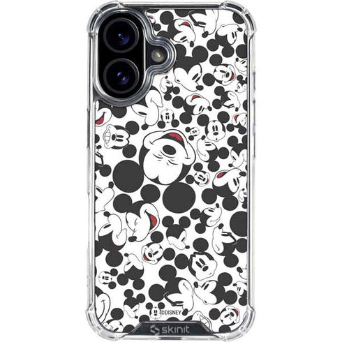 Disney Mickey Mouse Face Pattern iPhone 16 Clear Case