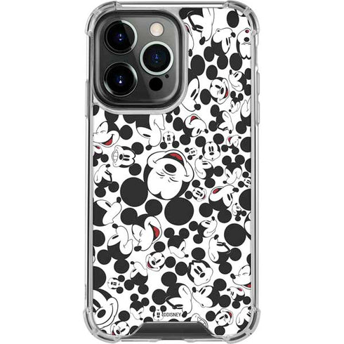 Disney Mickey Mouse Face Pattern iPhone 16 Pro Clear Case