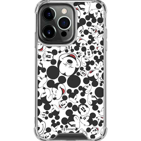Disney Mickey Mouse Face Pattern iPhone 16 Pro Max Clear Case