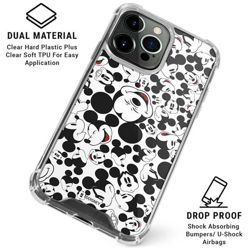 Disney Mickey Mouse Face Pattern iPhone 16 Pro Max Clear Case