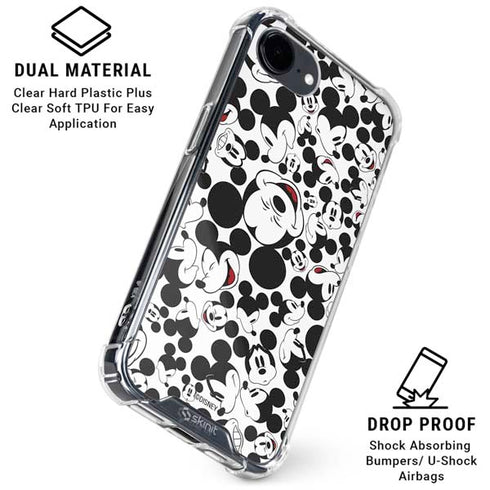 Disney Mickey Mouse Face Pattern iPhone 16e Clear Case