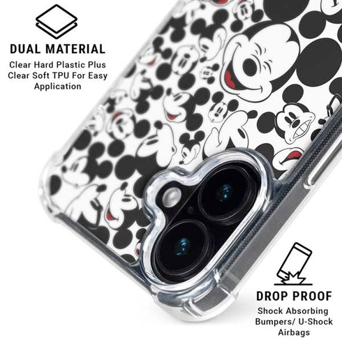 Disney Mickey Mouse Face Pattern iPhone 17 Clear Case