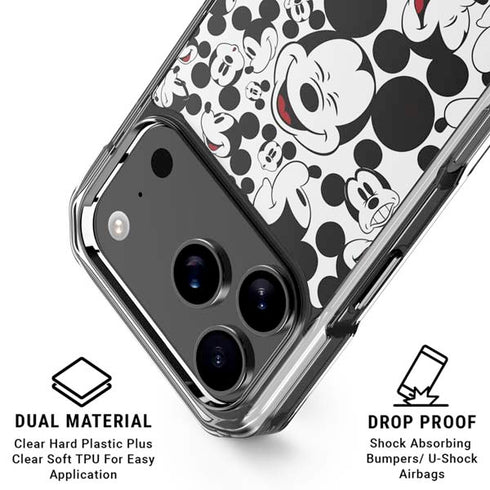 Disney Mickey Mouse Face Pattern iPhone 17 Pro Clear Case