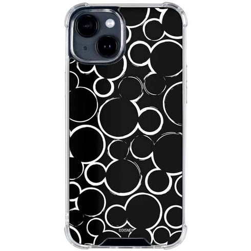 Disney Mickey Mouse Logo Pattern iPhone 15 Clear Case