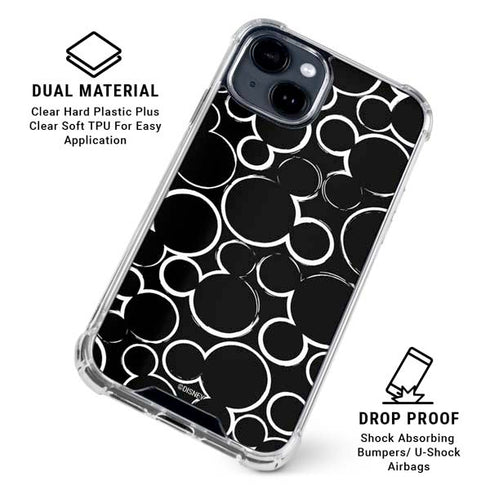 Disney Mickey Mouse Logo Pattern iPhone 15 Clear Case
