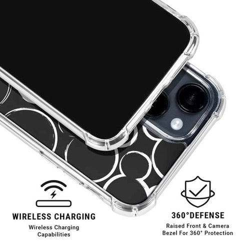 Disney Mickey Mouse Logo Pattern iPhone 15 Clear Case