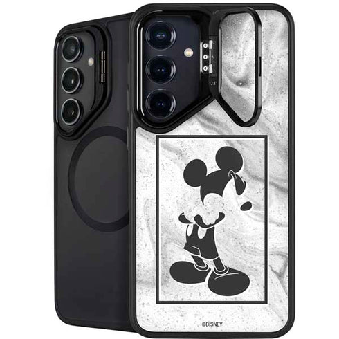 Disney Mickey Mouse Shape on Marble Galaxy S25 Plus Kickstand Case