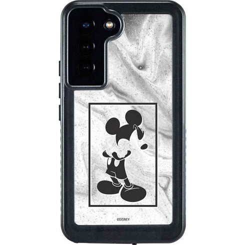 Disney Mickey Mouse Shape on Marble Galaxy S24 Plus Waterproof Case