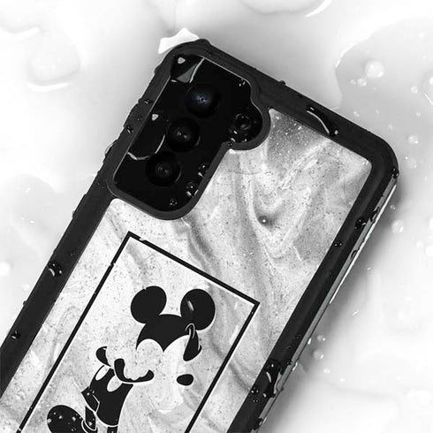 Disney Mickey Mouse Shape on Marble Galaxy S24 Plus Waterproof Case