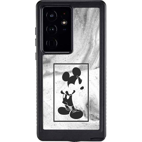 Disney Mickey Mouse Shape on Marble Galaxy S24 Ultra Waterproof Case